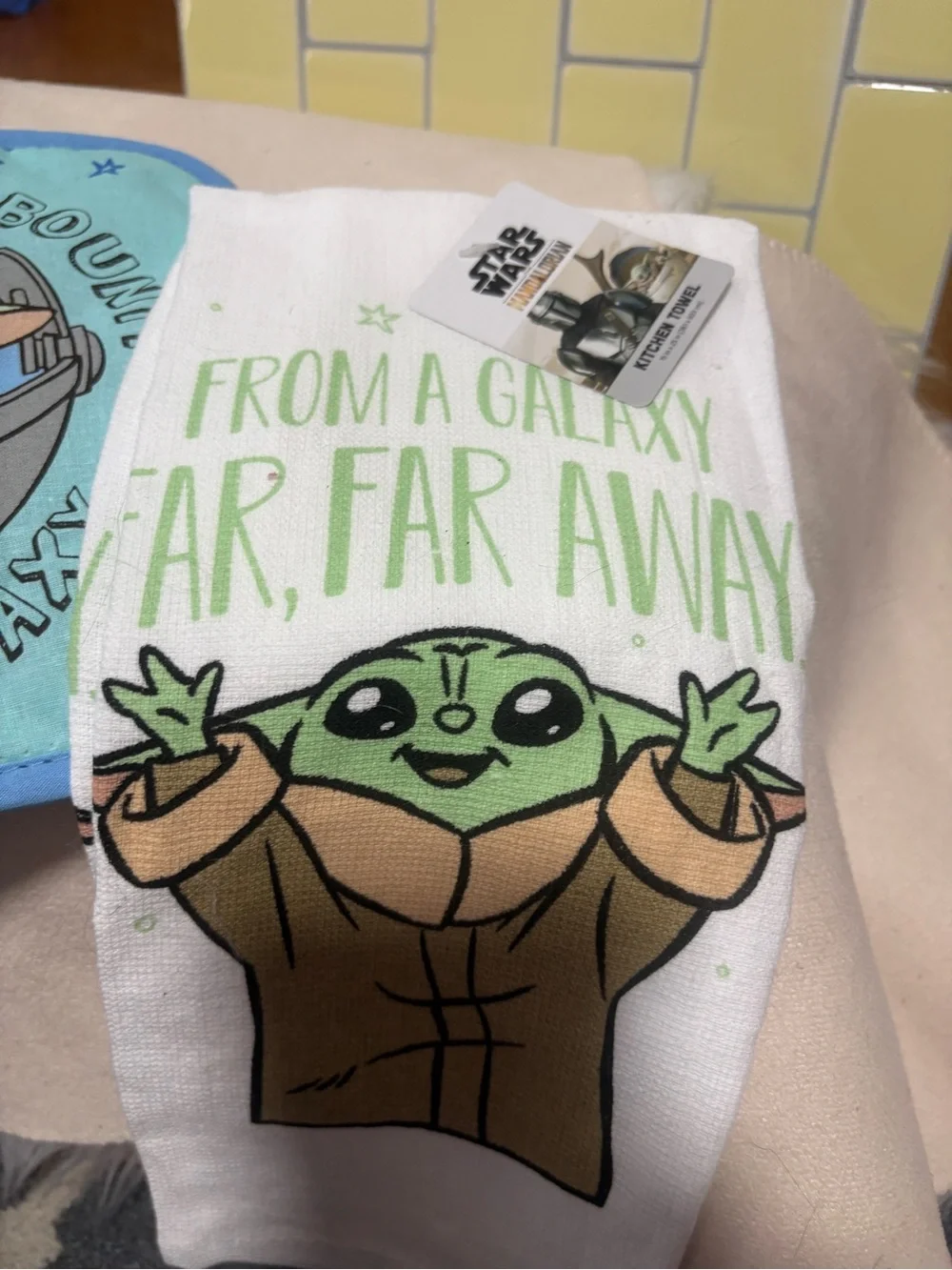 Star Wars Grogu Kids Pot Holder and Tea Towel Set - Green & Blue